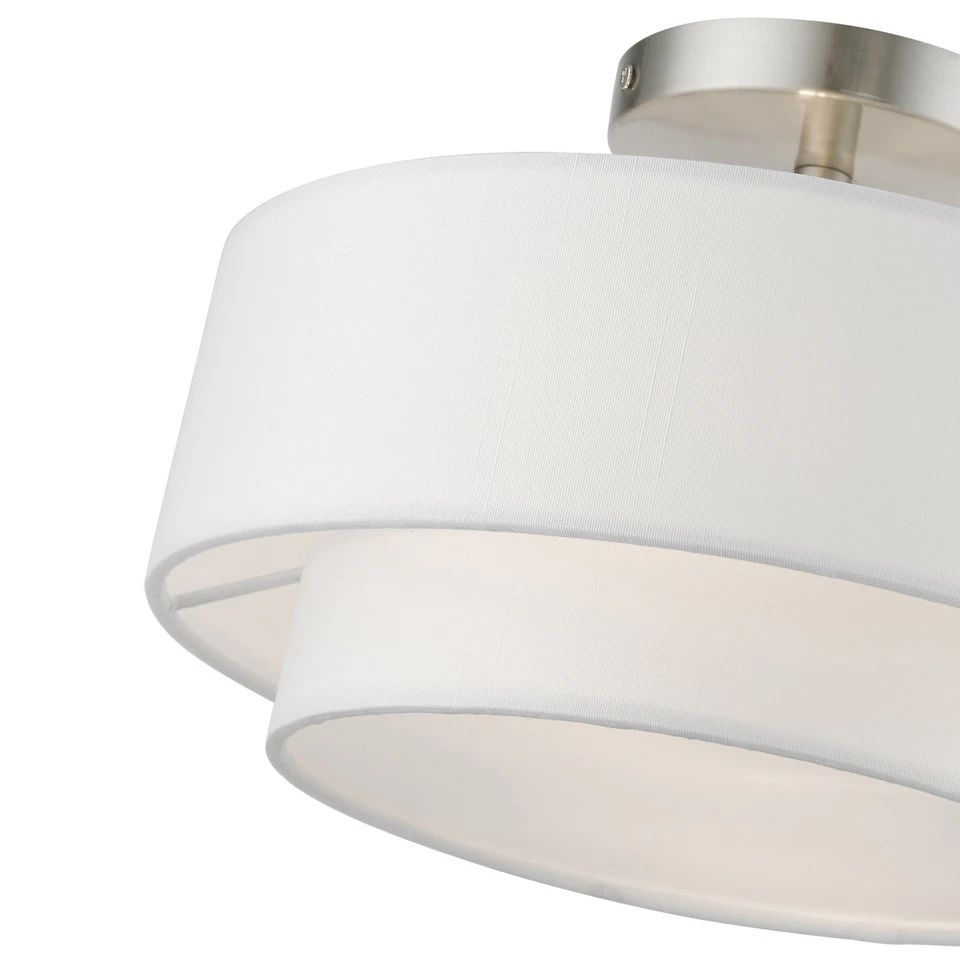 Livex Lighting 47151 Meridian 2 Light 12"W Flush Mount Drum - Nickel - Image 2 of 4