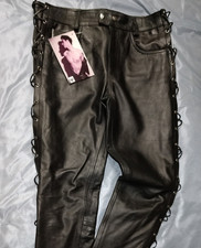 1579 W36 BOCKLE Schn&uuml;rlederhose No Ass Back ANILINE LEDER ZIP NP 220,00