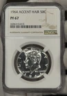 1964  'Accent Hair' Kennedy Proof Silver Half Dollar 50C NGC PF67 PR67 Coin BM1