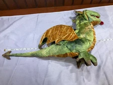 FOLKMANIS Green Wyvern Dragon Plush Hand Puppet Gold Wings CHECK DESCRIPTION