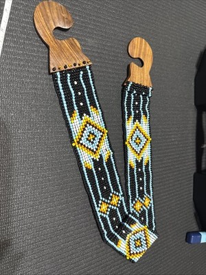 Boho Belt Colorful Beaded Band Wooden Front Clasp 2” W  display picture 2