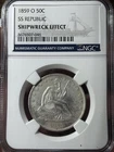 1859-O 50c SS Republic Seated Liberty Half Dollar NGC Shipwreck Effect