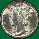 1944-S Mercury Dime Brilliant Uncirculated BU Coin #40641