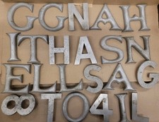 VINTAGE CAST ALUMINUM LETTERS Vintage Sign Letters 4" Lot Of 23 Letters Numbers