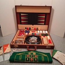Vintage 1940's E S Lowe Deluxe Gaming Gambling Travel Set with Paperwork