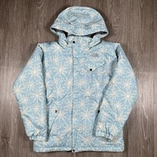 North Face HyVent Hooded Jacket, Girls, Blue, Youth XL, Snowflakes, Kids, Winter