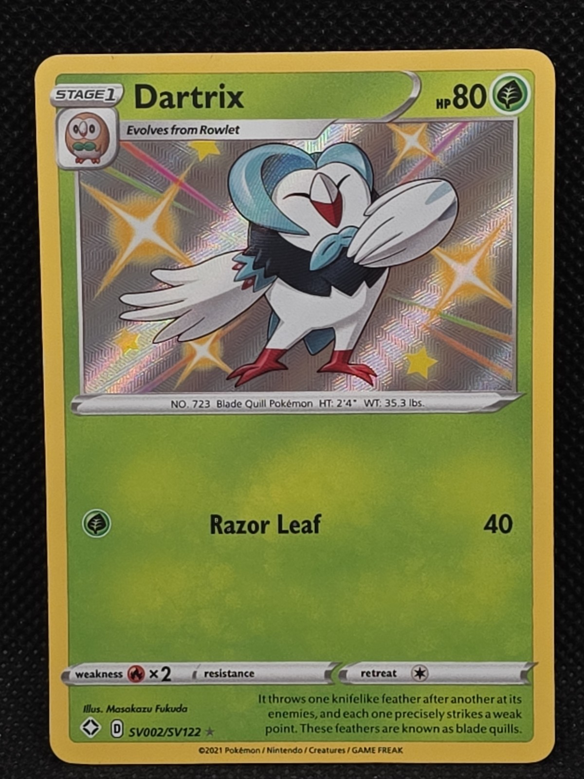 Dartrix SV002/SV122 Shining Fates: Shiny Vault Shiny Holo Rare 2021 Pokemon Card