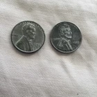 2 1943  Lincoln Steel Wheat Penny With Error on L ? No Mint Mark -Good Condition