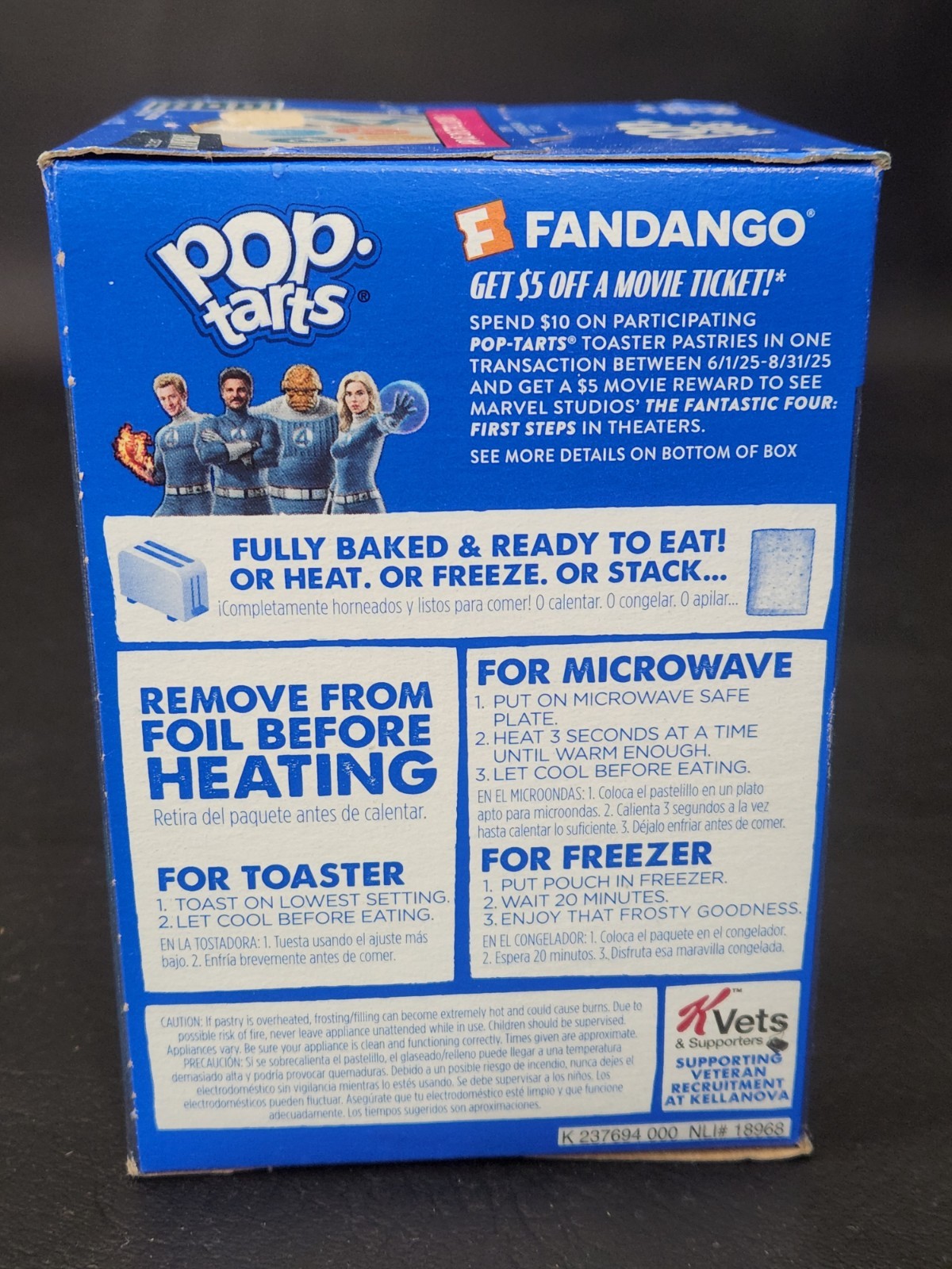 Pop Tarts Marvel Fantastic 4 Frosted Blue Raspberry, 4 Boxes, 8 Per Box NEW