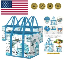 3Pk Reusable Grocery Bags, Foldable Shopping Bags for Groceries with Reinforc...