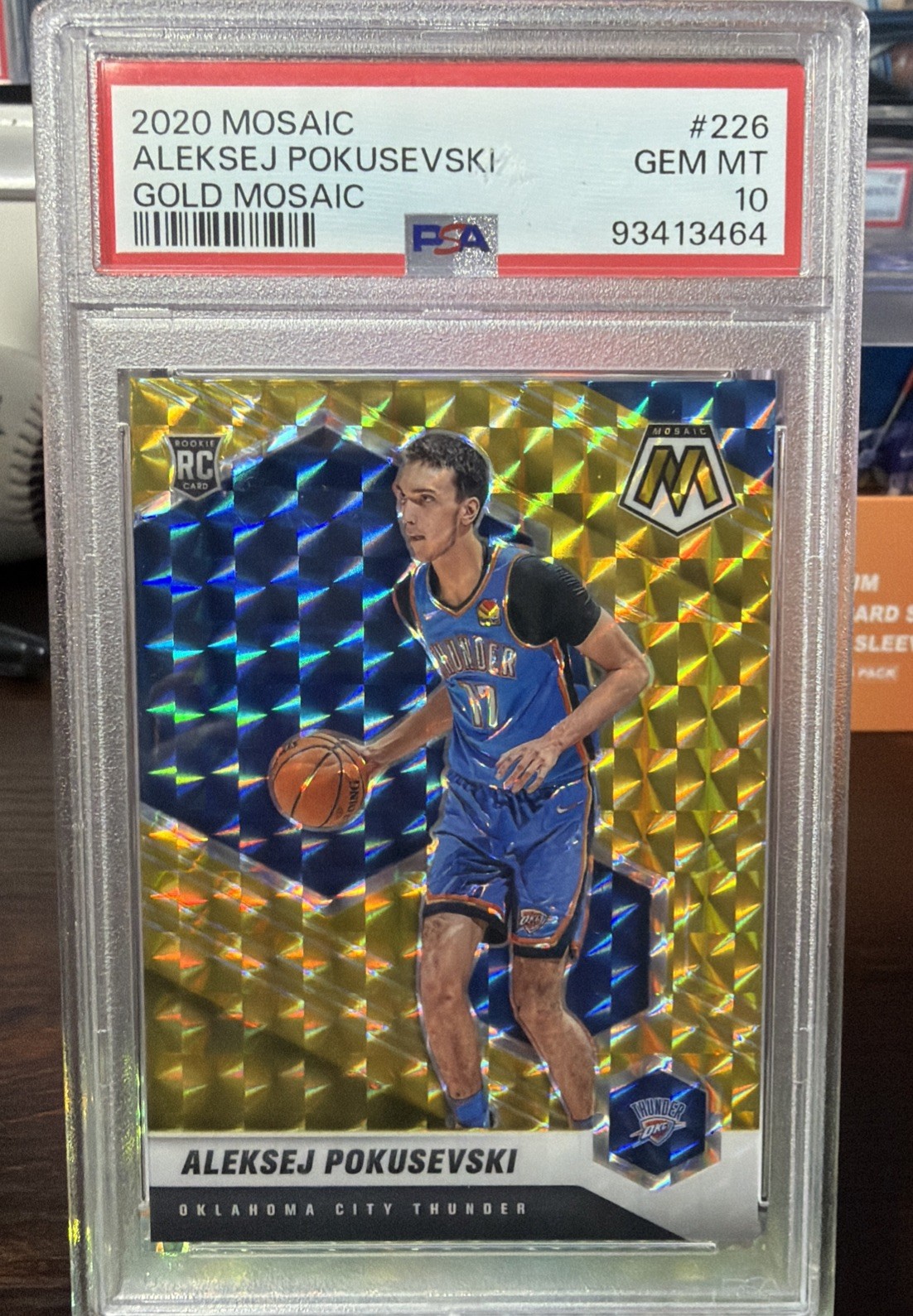 2020 Mosaic Aleksej Pokusevski Rookie Gold Prizm #/10 PSA 10 OKC Thunder RC