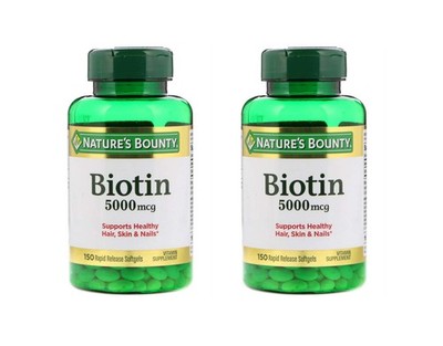 Biotin 5000 Mcg 300 Softgels 2 Pack Supports Healthy Skin Hair Nails Energy