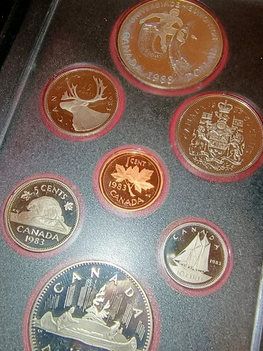 1983 Canada Proof Set 7 Coins Royal Canadian Mint 50% Silver Dollar