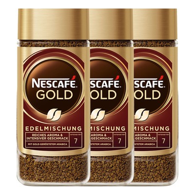 NESCAFÉ Gold Edelmischung löslicher Kaffee (3 x 200g), Instantkaffee