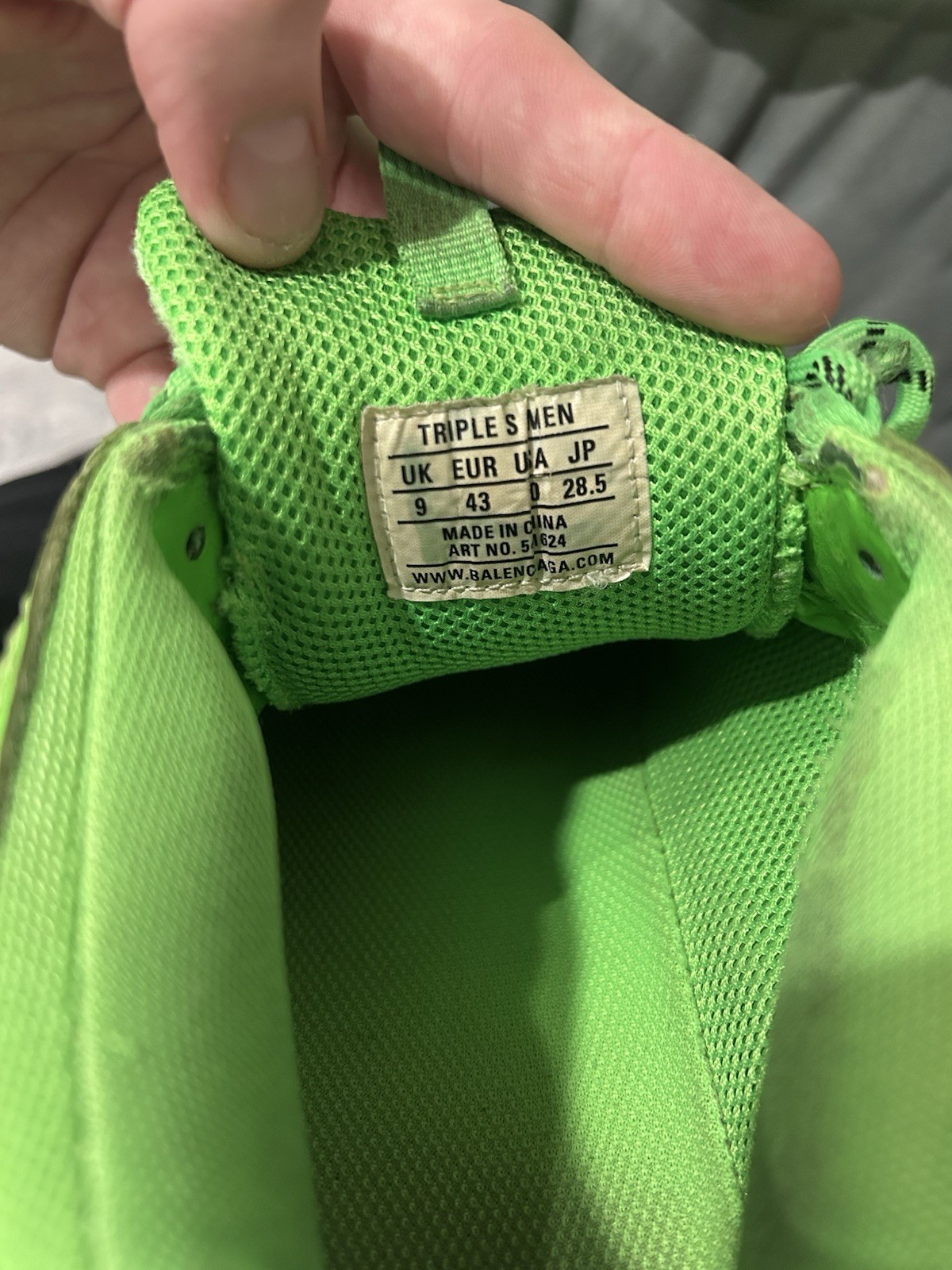 SAOLA Balenciaga Triple S suola trasparente verde fluo taglia 10