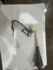 Antique Victorian Posy Porte Bouquet Silver Ornate Mother of Pearl Flower Holder