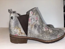 SOFFT BERGAMO GRAY FLORAL LEATHER LINING ANKLE BOOTS SIZE 9.5M