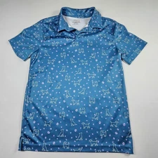 BCG Golf Polo Shirt Blue Paw/ Dog Print Dry-Wick Performance: Youth Boys (10-12)