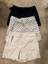 NWT Lot of 3 Banana Republic 4  High Waist Striped Shorts Womens Sz 6 Navy