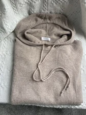 Lily Silk Women’s 100% Cashmere Pullover Hoodie, Small, Warm Taupe~Worn Once!