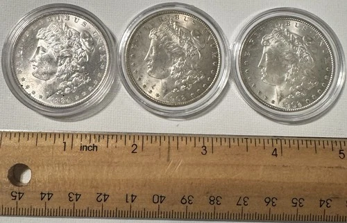 US Coin Lot Of 3, Morgan Silver Dollars, 1884, And 2 1902, VG Condition, Nice!!