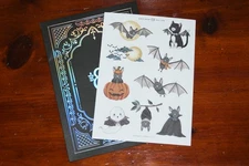 Archer & Olive Sticker Sheet Cute Bat Journaling ONE sheet Halloween Cat