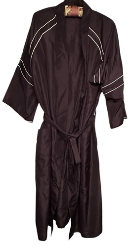 Robe vintage Christian Dior Monsieur homme taille unique satin poches ceinturées prune profonde