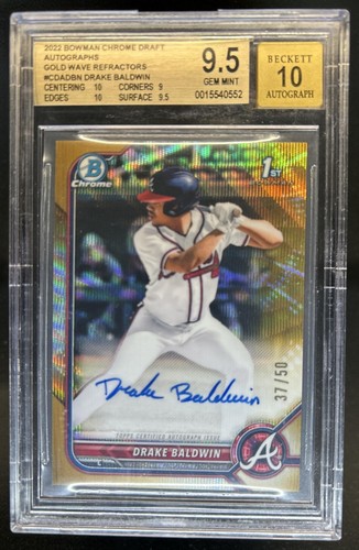 2022 Bowman Draft Drake Baldwin Chrome Auto Gold Wave Refractor 1st #/50 BGS 9.5