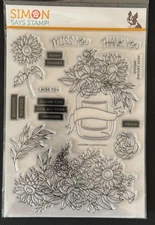 Simon Says Stamp Clear Cling "Sunshine Flowers" w/8 reverse sentiments