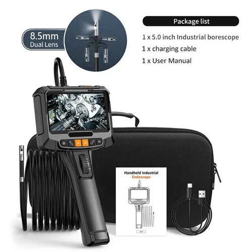 360° Steering Industrial Endoscope Camera Screen Dual Lens Inspection Borescope - Picture 7 of 25