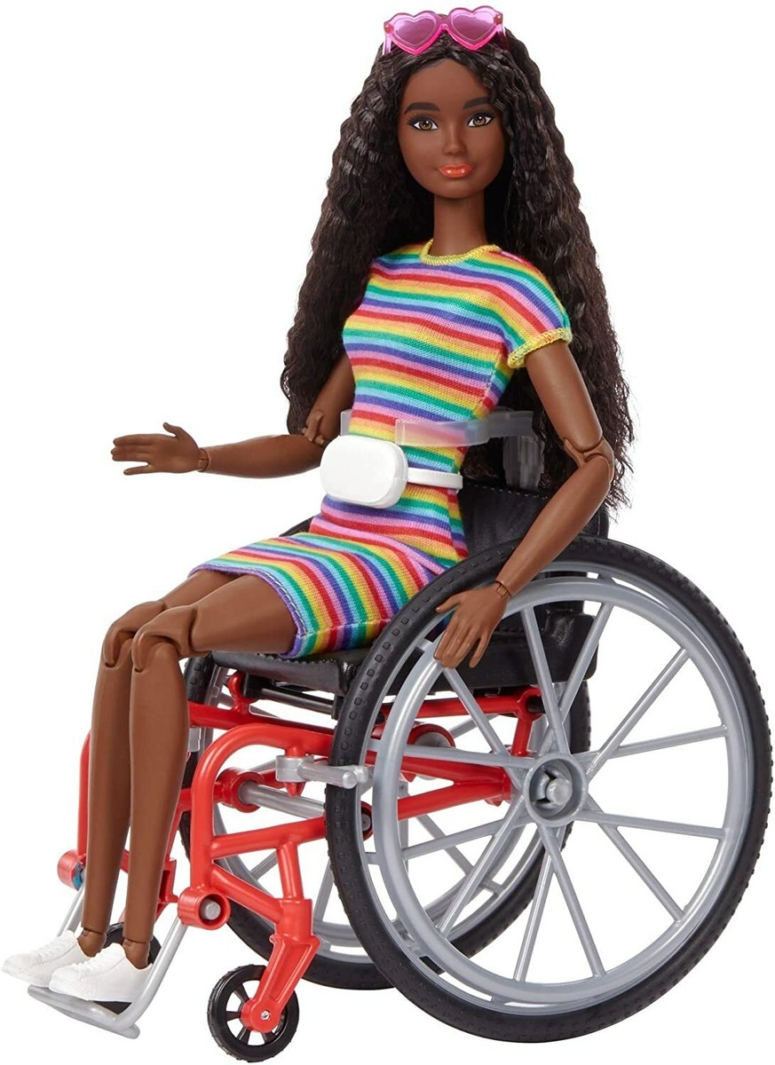 Barbie Made to Move Fashionistas Doll #166 Wheelchair Ramp Long Brown Hair  2020