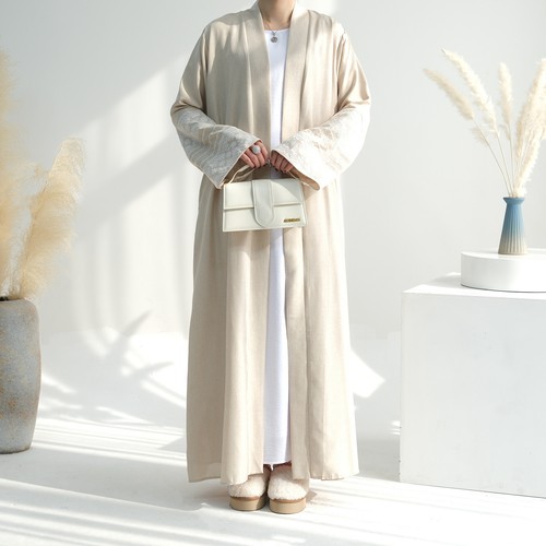 Maxi Vestido Dubai Mujeres Musulmán Abaya Abierta Bordado Kaftan Kimono Batas Islámicas - Imagen 16 de 91