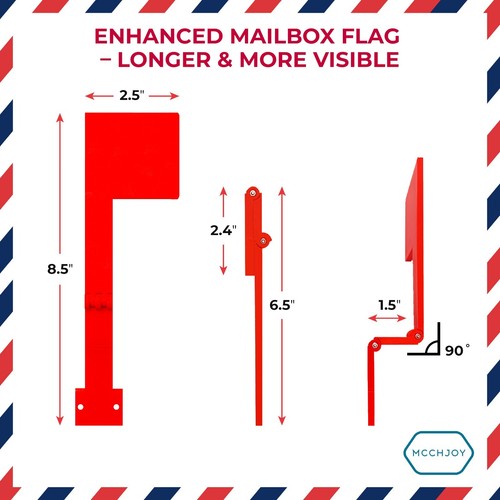 MCCHJoy Folding Vertical Mailbox Flag, Wall Mounted Mailbox Flag, No Tools - Picture 4 of 9