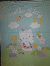 HELLO KITTY BEES FLOWERS COTTON FABRIC PANEL YD OOP