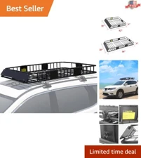 Roof Rack Cargo Basket - 150lb Capacity - Black - Fits SUVs, Trucks, Cars