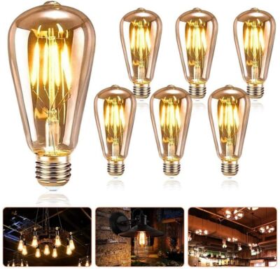 6x ST64 E27 Vintage Retro LED Edison Lampen, 4W Filament Glühbirne Warmweiß