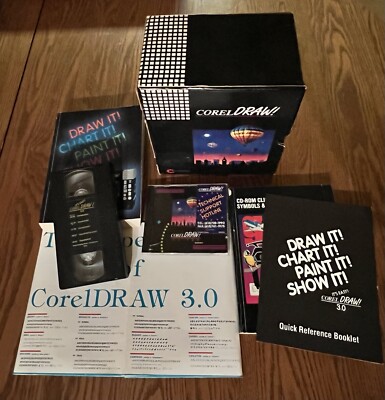 Vintage COREL DRAW 3.0 PC CD-ROM BIG BOX