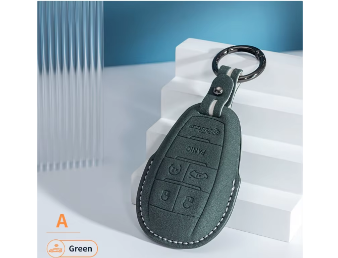 Car suede key cover For Alfa Romeo Giulia car key protection shell buckle GREEN