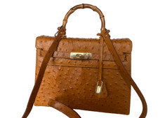 Aleda Borse Italy Straußenleder Tasche vinta...