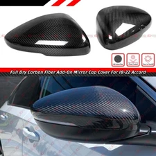 FOR 18-22 HONDA ACCORD REAL CARBON FIBER ADD ON SIDE MIRROR COVERS W/ LED CUTOUT