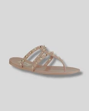 $450 Valentino Garavani Women's Beige Jelly Flat Thong Sandals Shoes EU 37/US 7