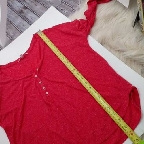 Victoria's Secret Henley Small Red Marle Lounge Shirt Top 5 Button Long Sleeve - Picture 10 of 13