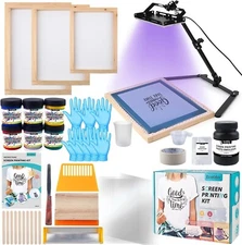 53pcs All-in-One Screen Printing Kit with 50W UV Exposure Lamp 3 Wood Frames