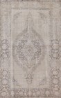 Vintage Distressed Tebriz Area Rug 6'x10' Muted Hand-knotted
