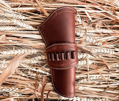 LEATHER DRAW SINGLE ACTION REVOLVER HOLSTER SMITH WESSON, HILASON AMMO GUN MODEL - Picture 28 of 31