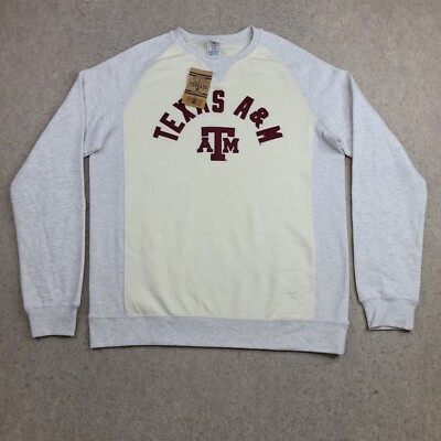 Texas A&M Aggies Mens Large Cream Gray Pullover Sweatshirt Rivalry Threads NEW
