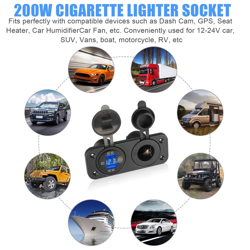 Car Cigarette Lighter Socket Outlet Power Adapter Dual USB Car Charger ...
