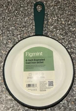 FIGMINT 6” Enameled Cast Iron Skillet Green Personal Cookie Pan New