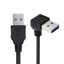 USB 3.0 Type-A Male to Type-A USB 3.0 Straight Male Data Cable Angled 90 Degree
