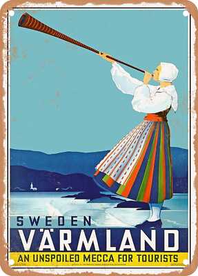 METAL SIGN - 1935 Sweden Varmland an Unspoiled Mecca for Tourists Vintage Ad